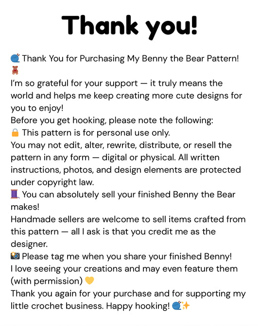Benny the Bear Pattern