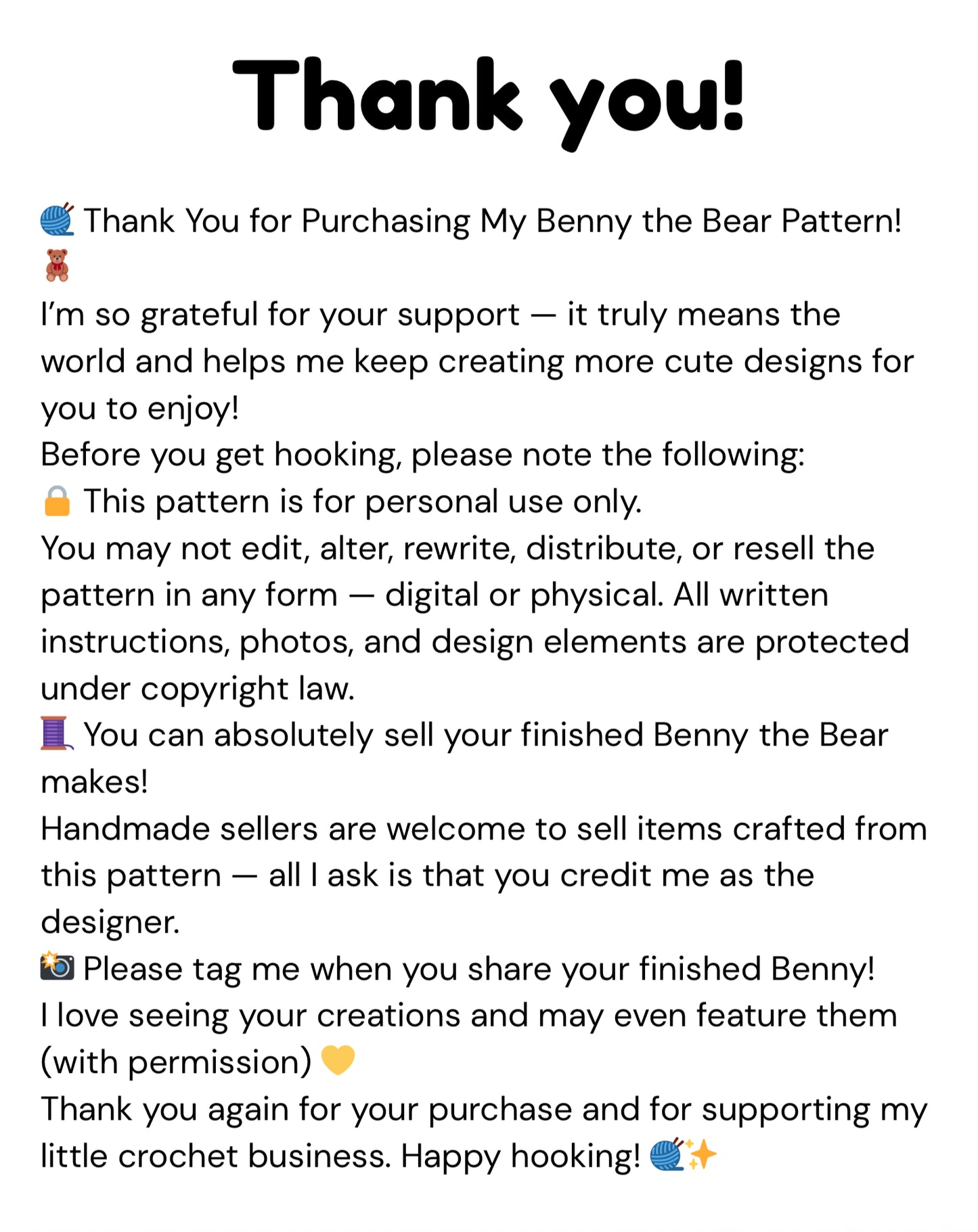 Benny the Bear Pattern